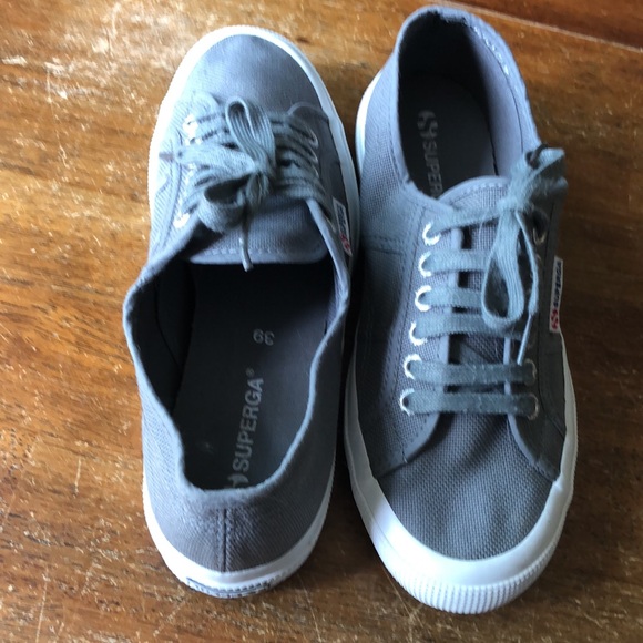 SUPERGA Women’s Grey Canvas Shoes, European size 8.5 USA, European 39, EUC - Picture 3 of 9